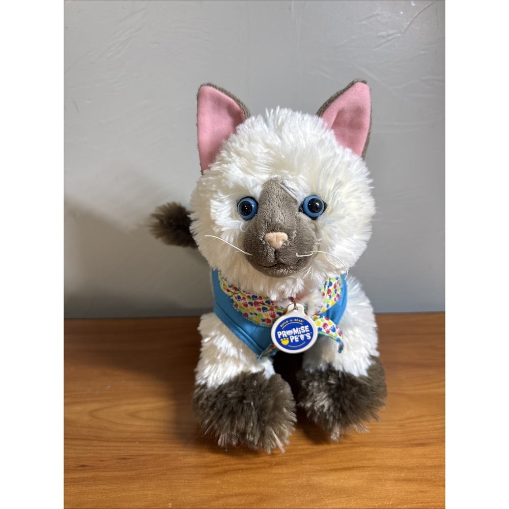 Build A Bear Ragdoll Cat Siamese Himalayan Plush Stuffed Promise Pet Collar BABW